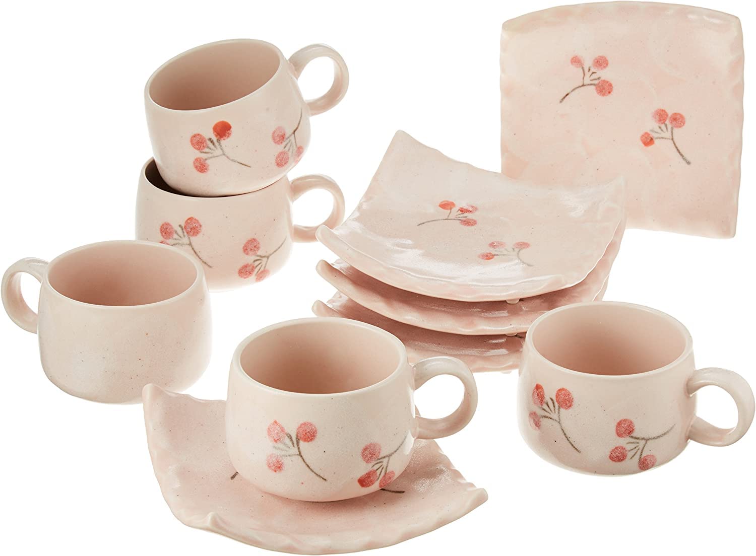 エールネット(Ale-net) カップ&ソーサー コーヒーカップ 5客セット 志野あかね 珈琲碗皿揃 径6.8×高さ5.4cm 150ml 磁器 美濃焼